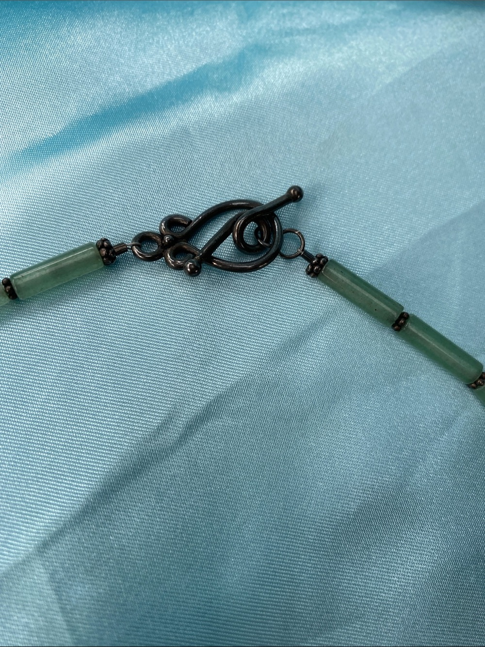 Green and Brown Natural Stone Beaded Teardrop Pendant Necklace - Picture 4 of 5